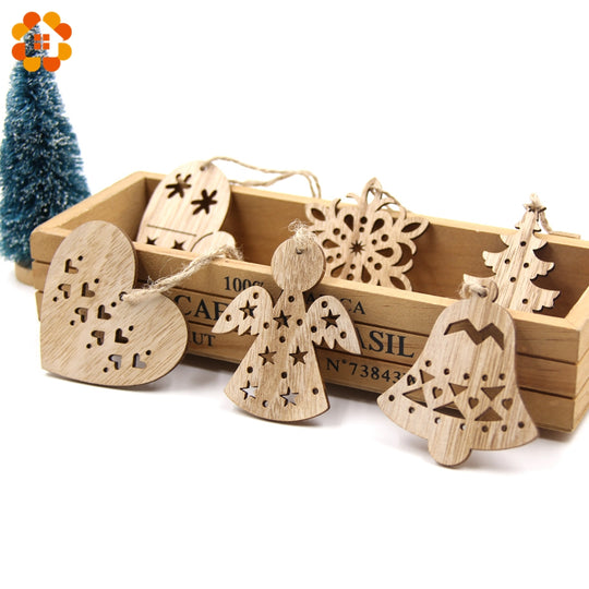 Wooden Christmas Themed Ornament Decorations