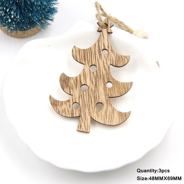 Vintage Christmas Wooden Pendants Ornaments