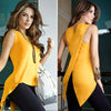 Womens Tops and Blouses Sleeveless Feminine Blouse Shirt Ladies Top Female Cross Irregular O-Neck Summer Tops for Women