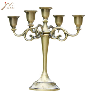 Silver/Gold/Bronze/Black 3-Arms Metal Pillar Candle Holders Candlestick