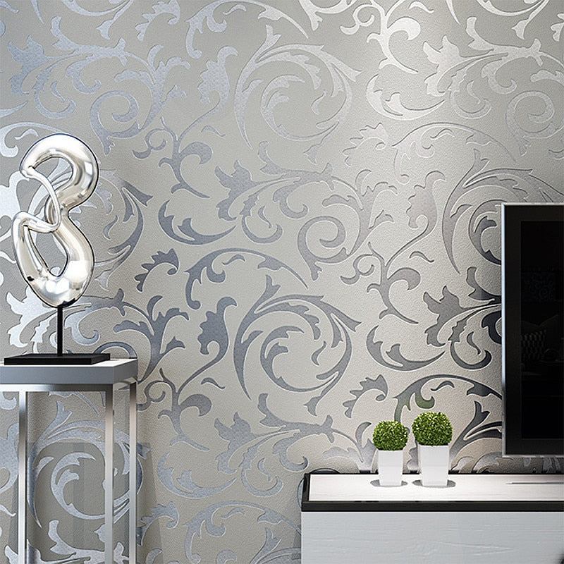 Luxurious 3D Floral Embossed Textured Modern Wallpaper