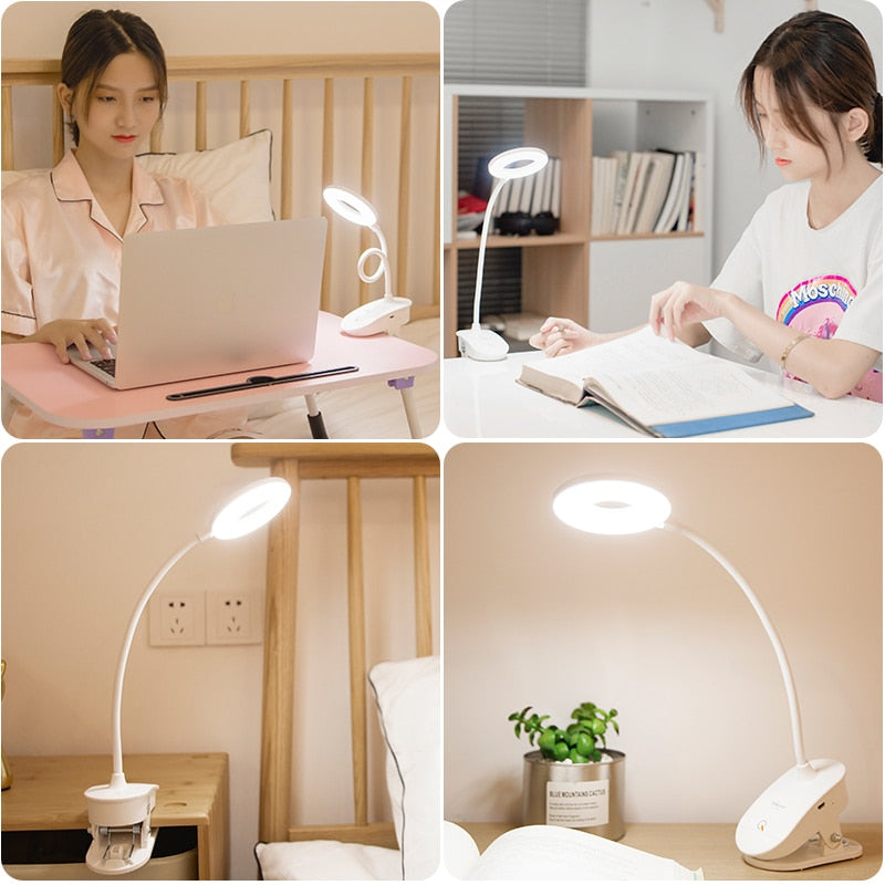 3 Mode Wireless LED Touch Rechargeable Clip Desk Lamp with USB