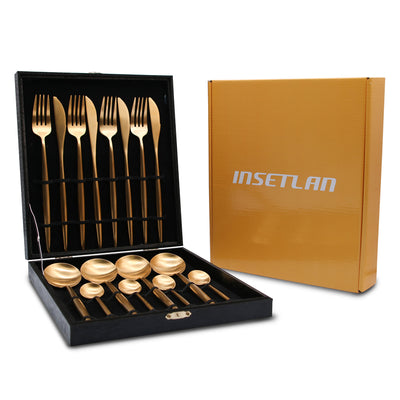 16 Piece: High-End Stainless Steel Dinnerware Set - 11 Colors