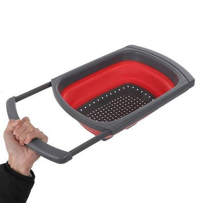 Over The Sink Silicone Collapsible Colander with Adjustable Extending Handles