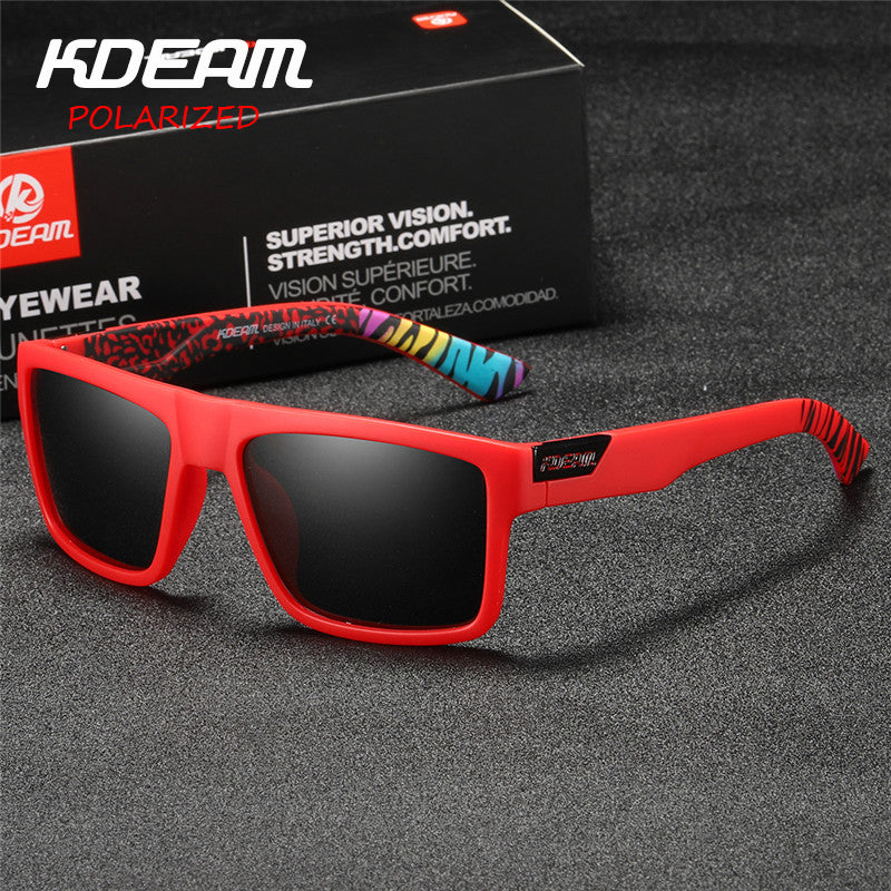 Men's Sports Sunglasses Polarized UV400 Square Frame and Cleaning Cloth