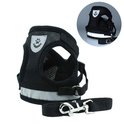 Adjustable Reflective Pet Vest for Walking Lead with Mesh Harness