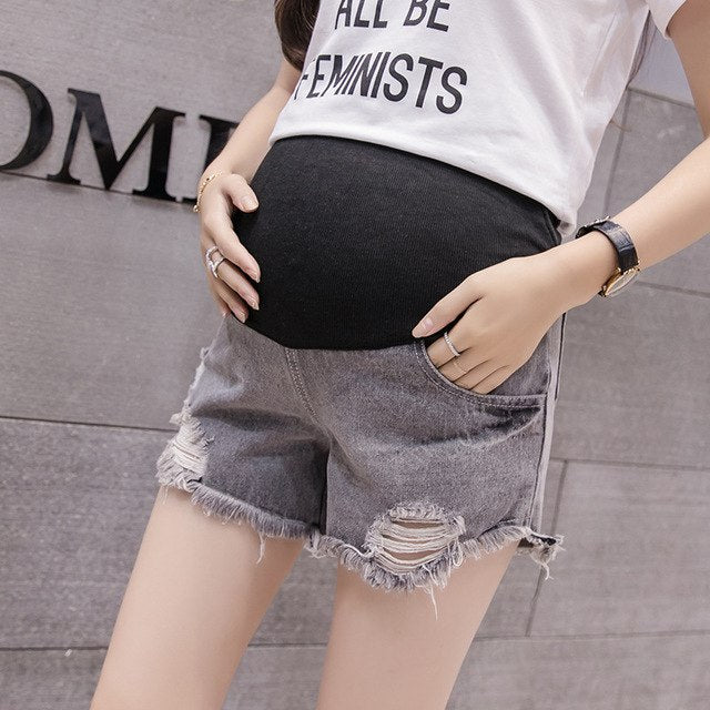 Woman's Denim Maternity Shorts