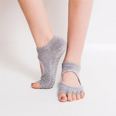 Women's Anti-Slip Grip Free Toe Yoga Fitness Socks