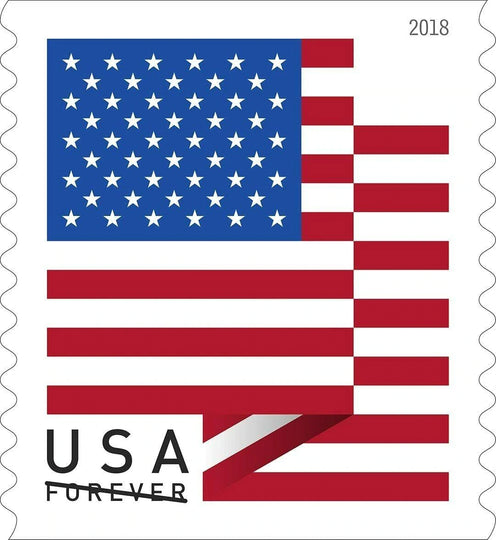 USPS FOREVER STAMPS US Flag, Coil of 100 Postage Stamps (2018)