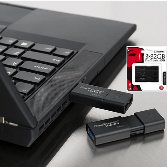 3 Pack Kingston 32GB USB 3.0 Black DataTraveler 100 G3
