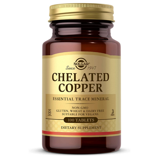 Solgar Chelated Copper, 100 Tablets - Essential for Collagen Formation - Highly Bioavailable Form - Supports Connective Tissue - Non-GMO, Vegan, Gluten Free, Dairy Free, Kosher - 100 Servings