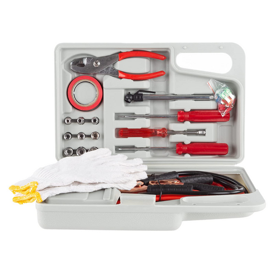 Roadside Emergency Car Kit – 30-Piece Set with Carrying Case, Jumper Cables, Tools, Gloves, and More