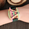 Women's Colorful Wooden Triangular Quartz Wristwatch