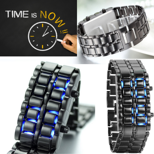 Men's LED Lava Digital Wristwatch with Buckle Closure